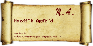Mazák Agád névjegykártya